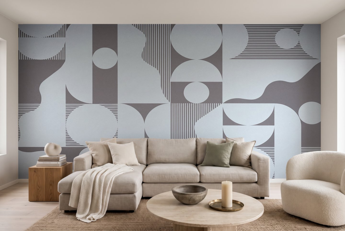 Chalk Geometry 네이비색 mural