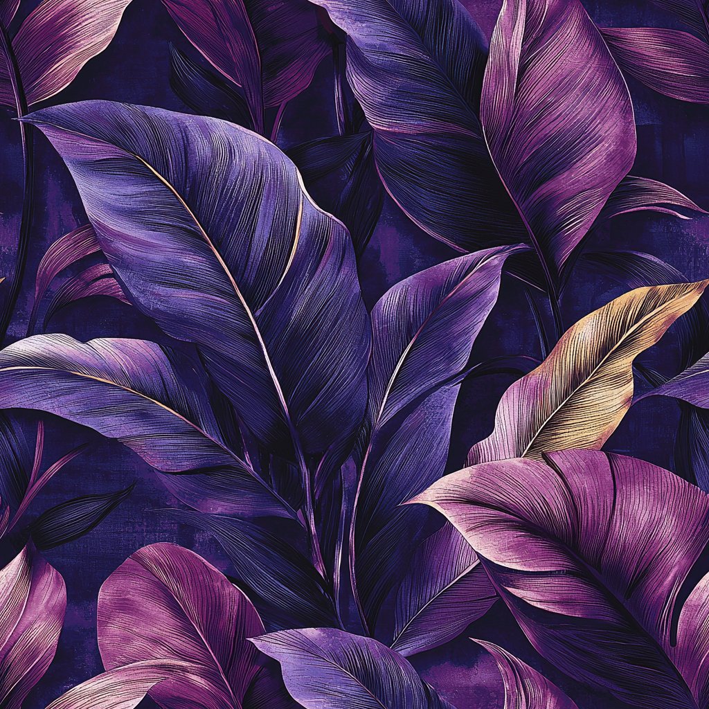 Nocturne Leaves - Deep lilla wallpaper