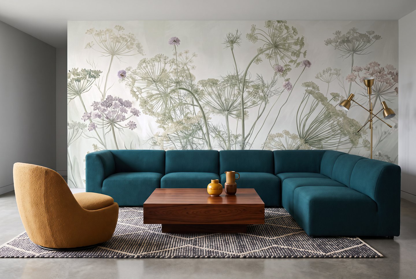 Wild Umbel Meadow 초록색 mural