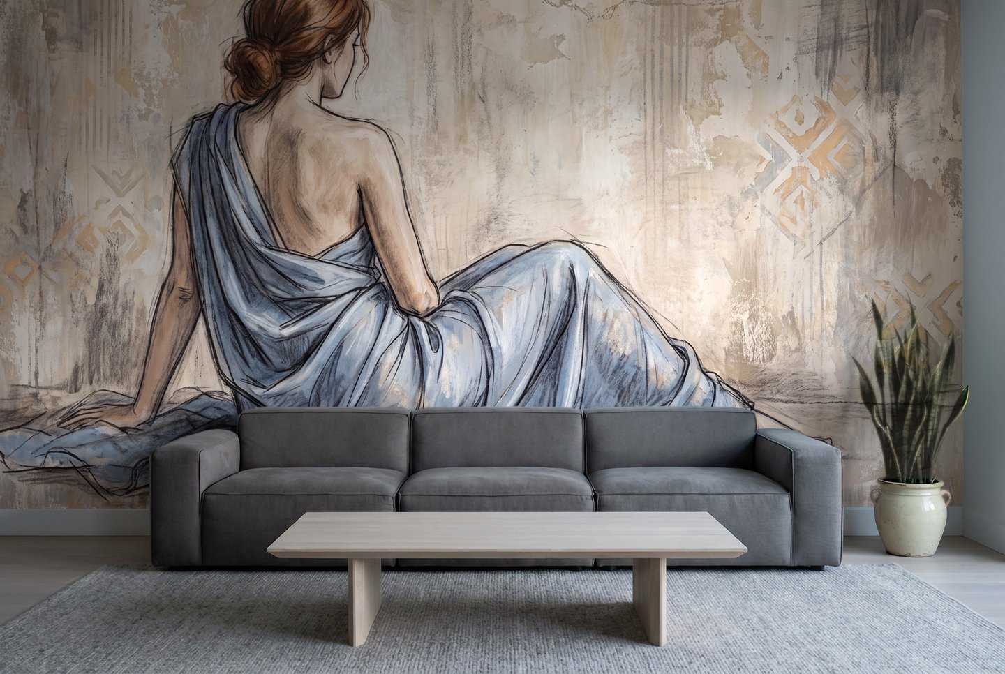 Marble Muse blå mural