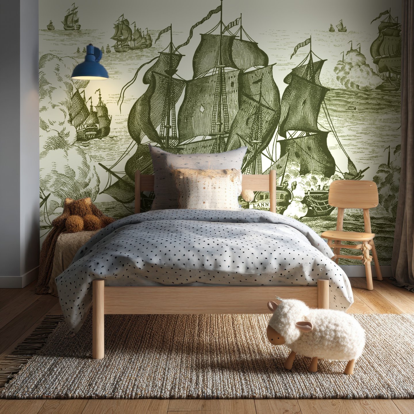 Skip og hav oliven mural