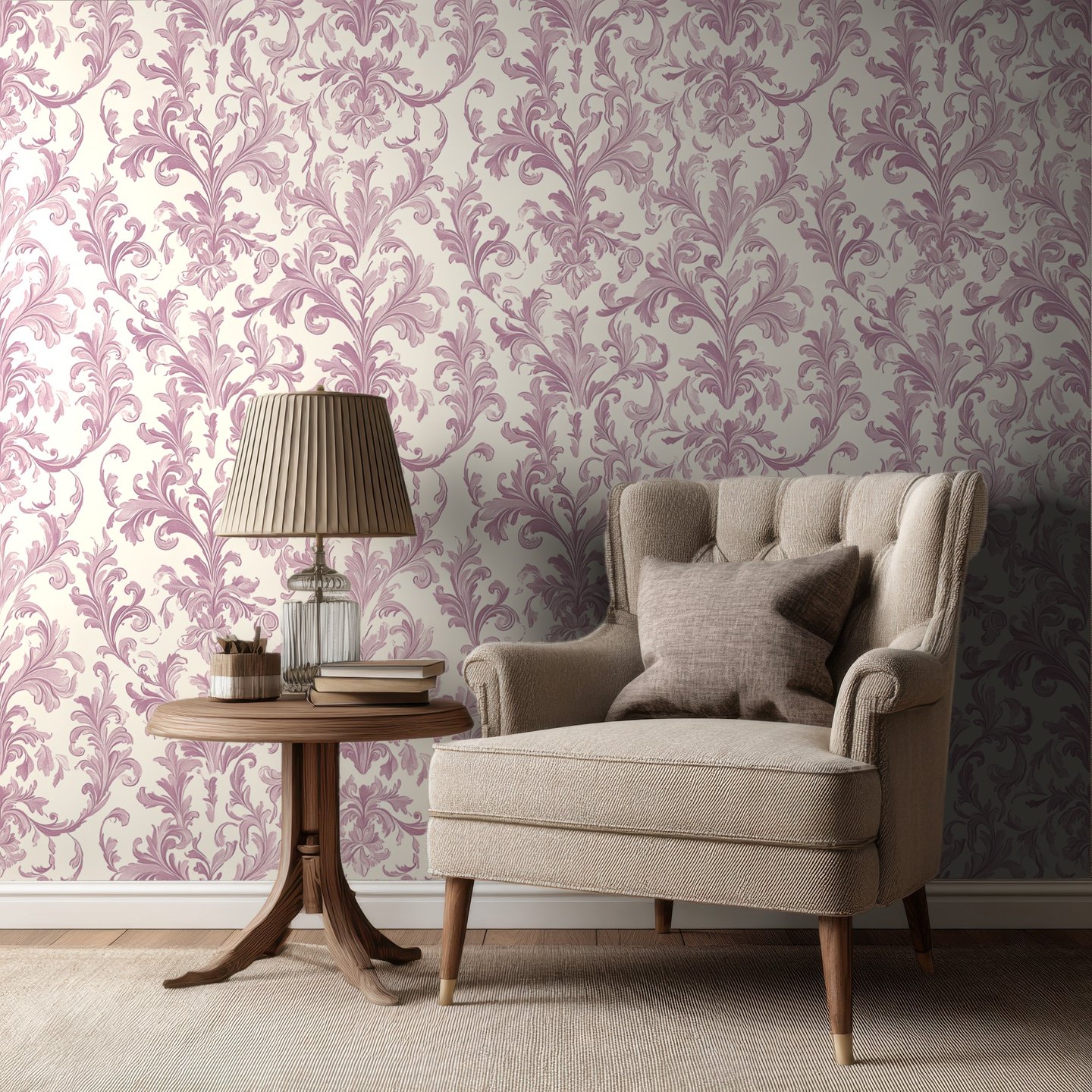 Baroque Reverie rosa wallpaper