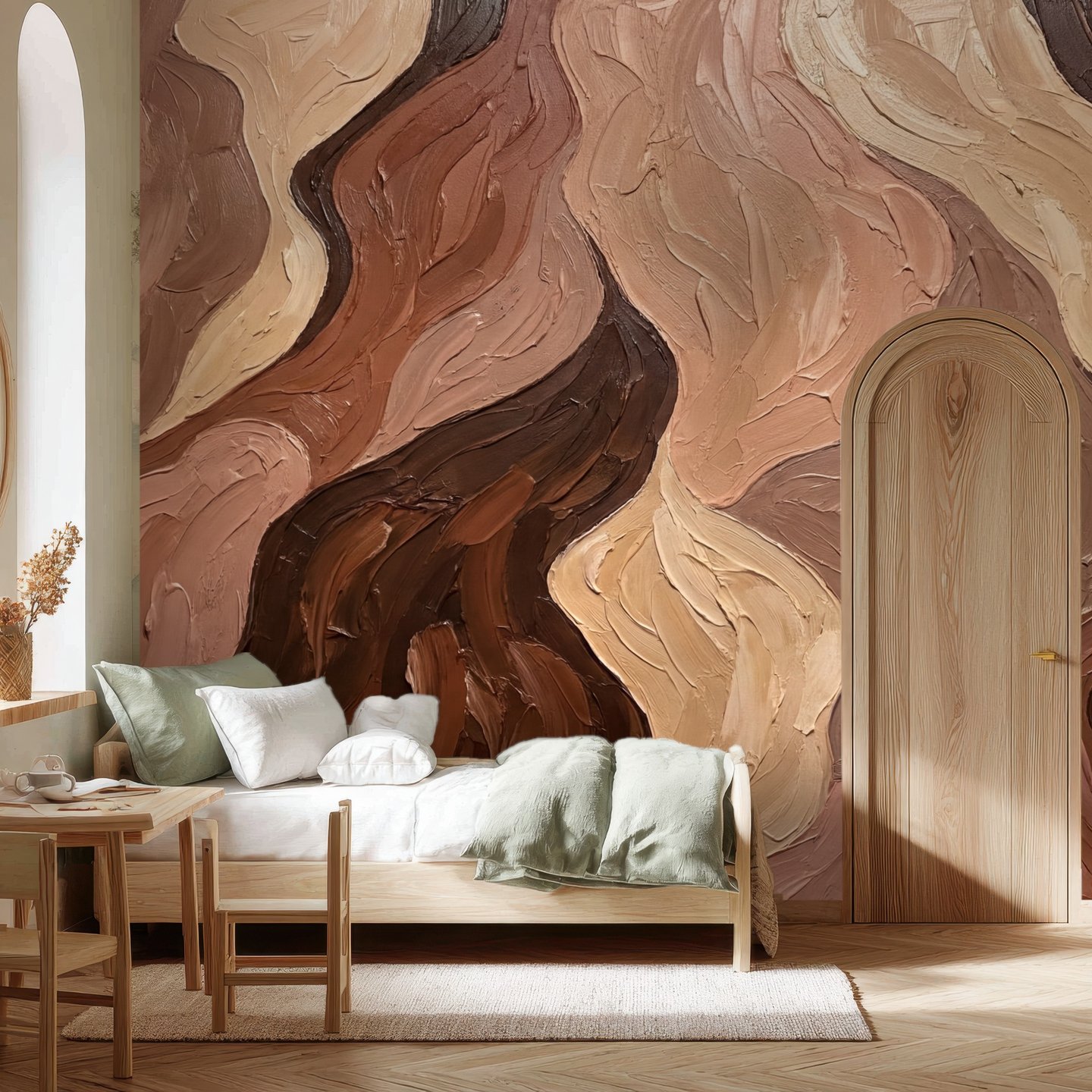 코코아 스월 갈색 mural
