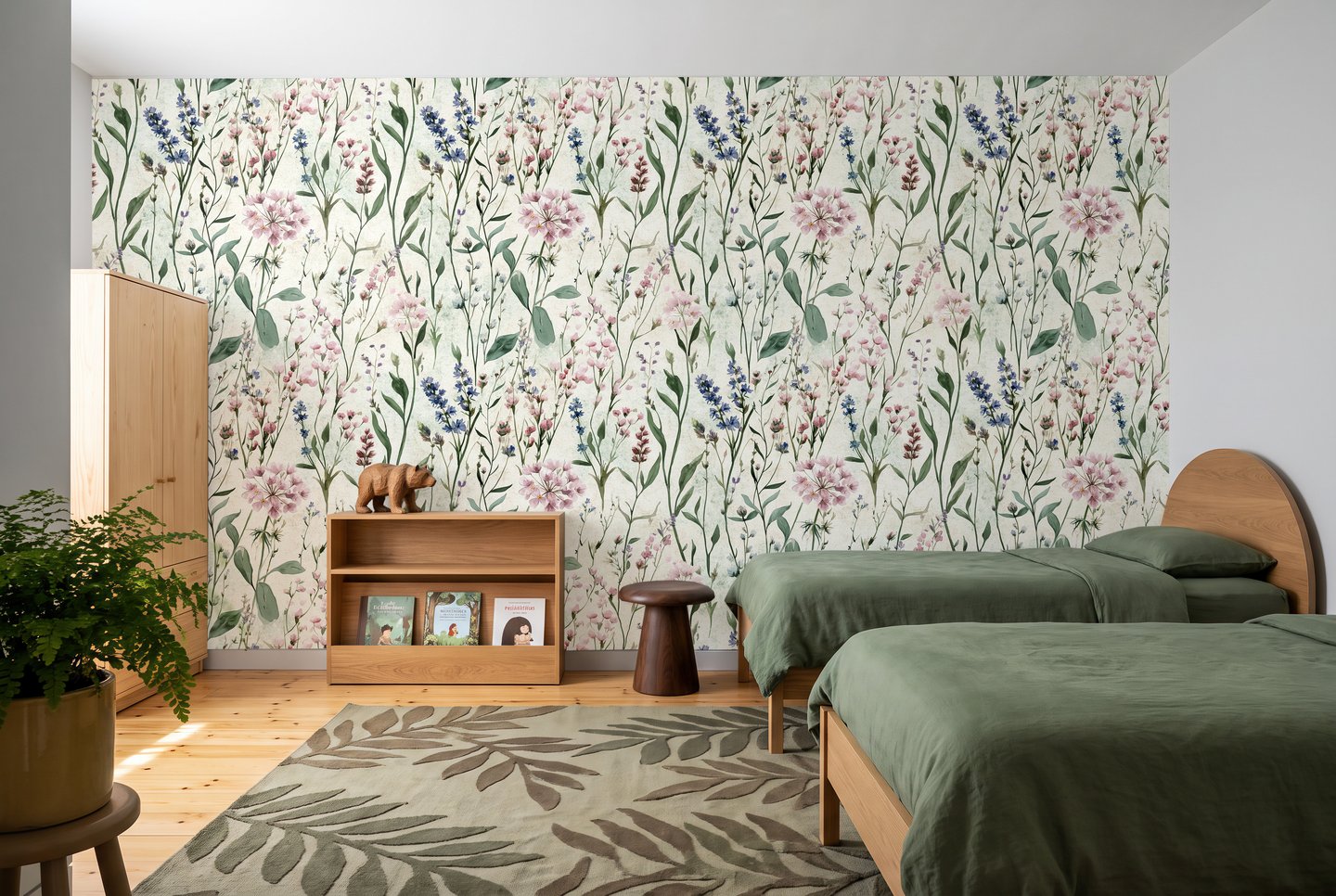 Petal Vellum vert wallpaper