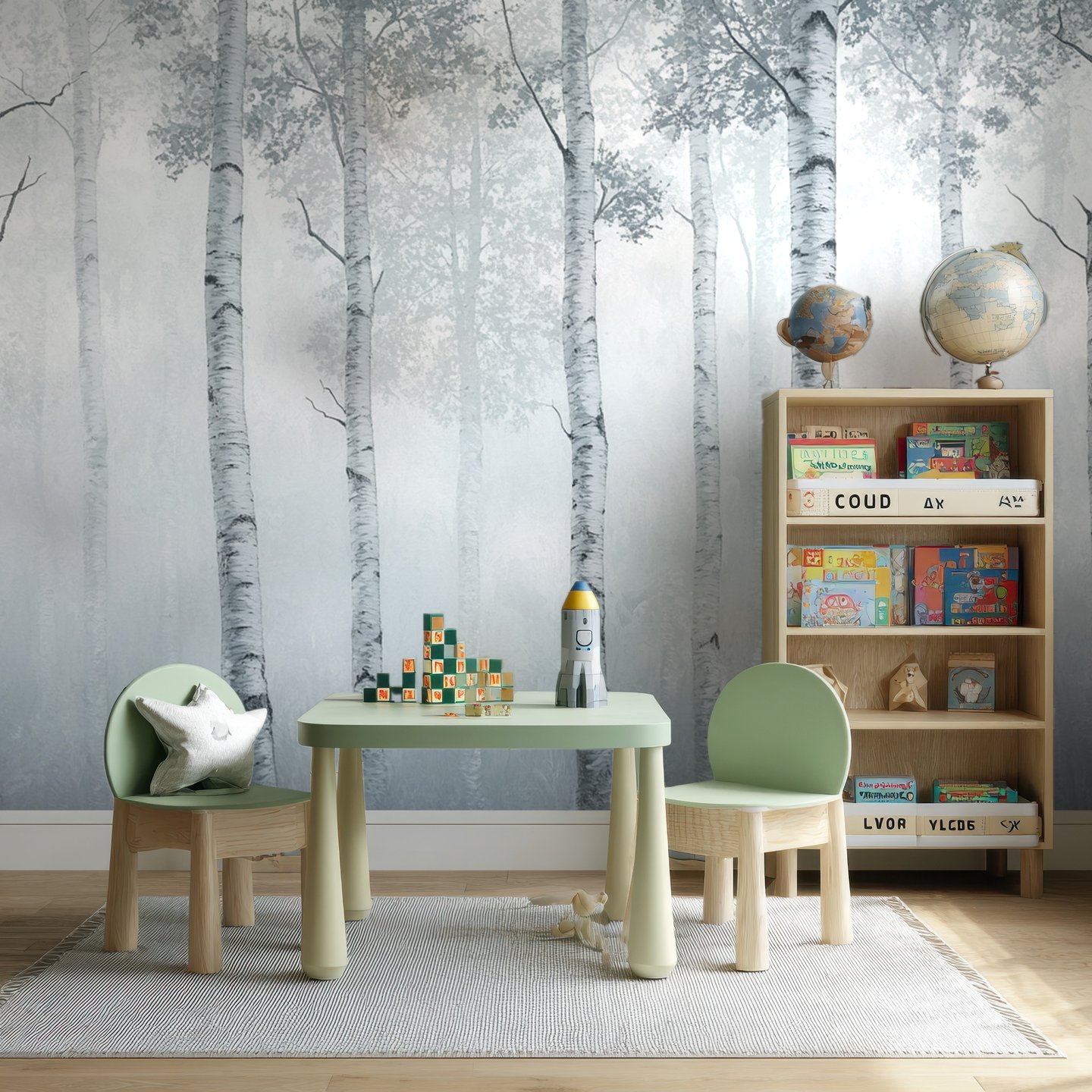 Birch Haven 회색 mural