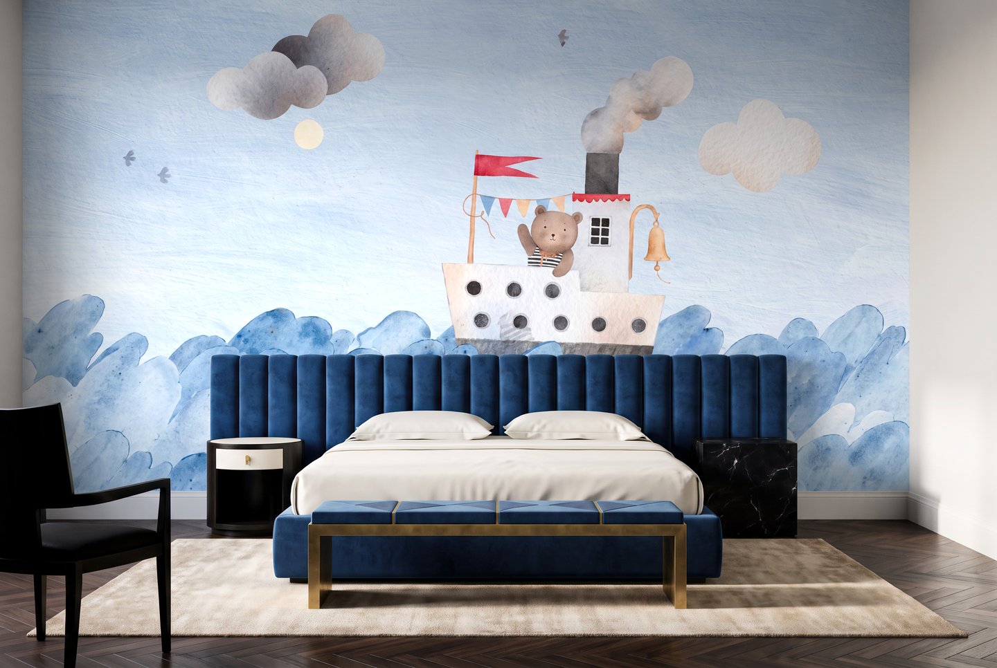 Little Steamboat Sea blå mural