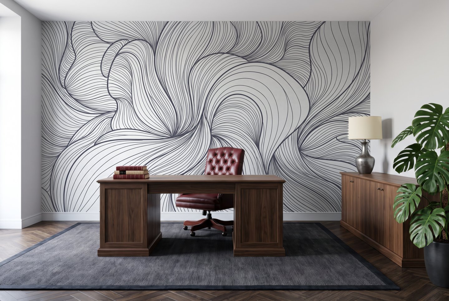 Flourish grey mural