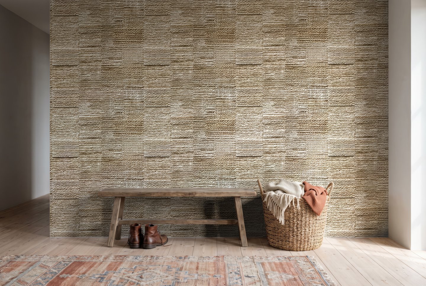 Weave Rhythm beige wallpaper