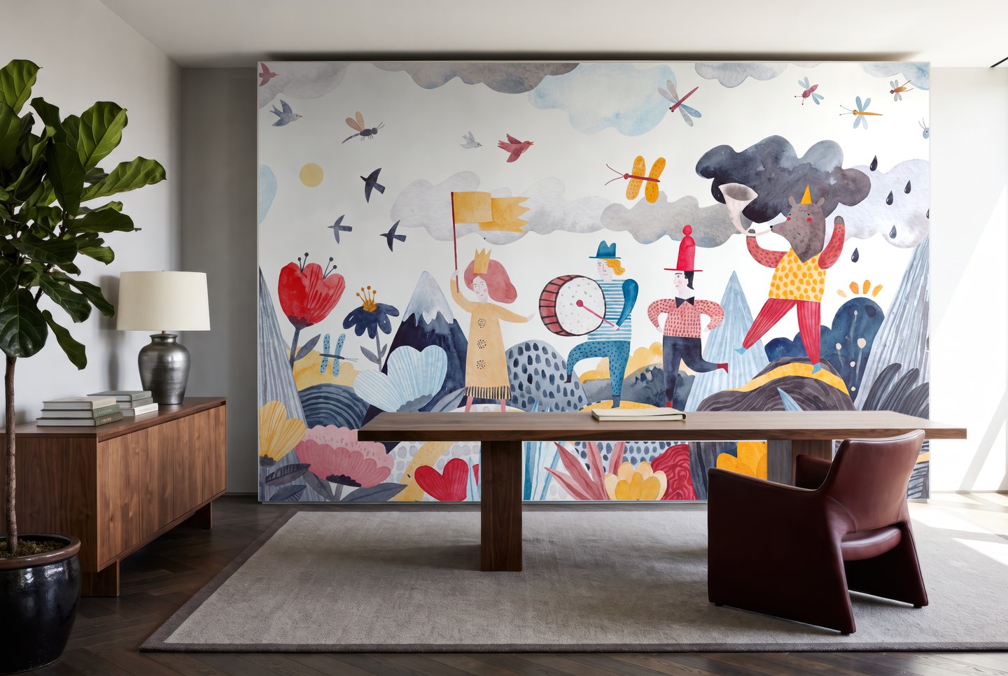 새벽 퍼레이드 파란색 mural