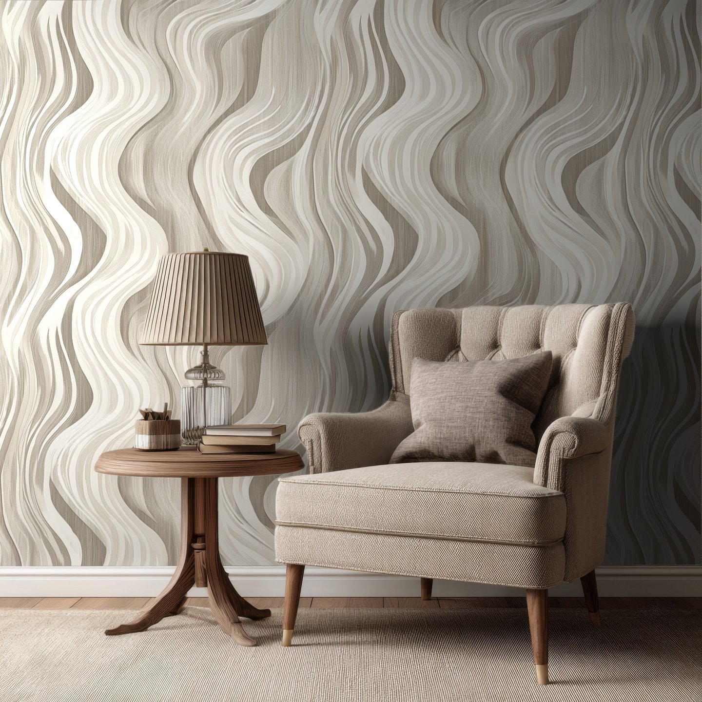 Ebon Flow beige wallpaper