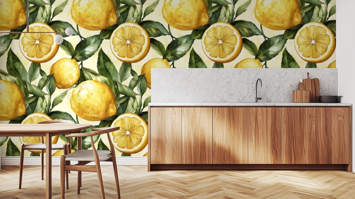 Citrus Orchard Delight yellow wallpaper