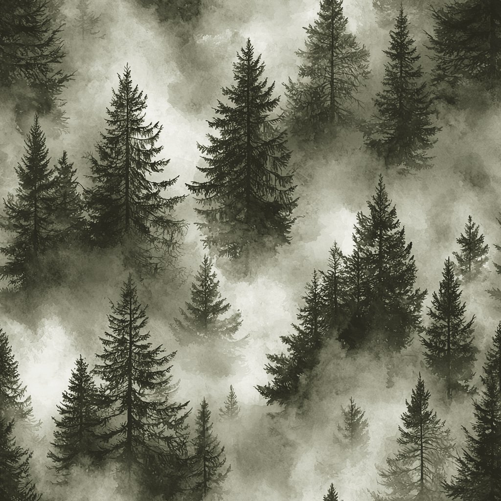 Misty Forest Panorama 베이지색 wallpaper