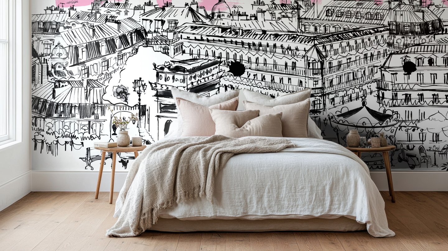 Harbour Sketch 분홍색 mural