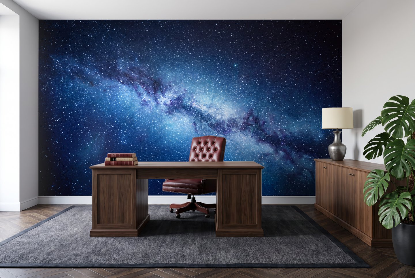 Milky Way Night 파란색 mural