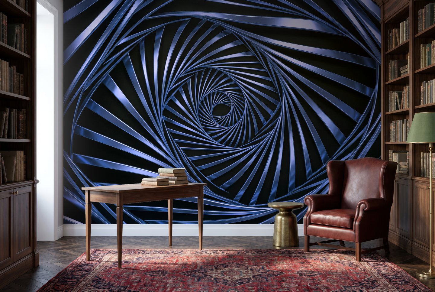 Spiral marineblå mural
