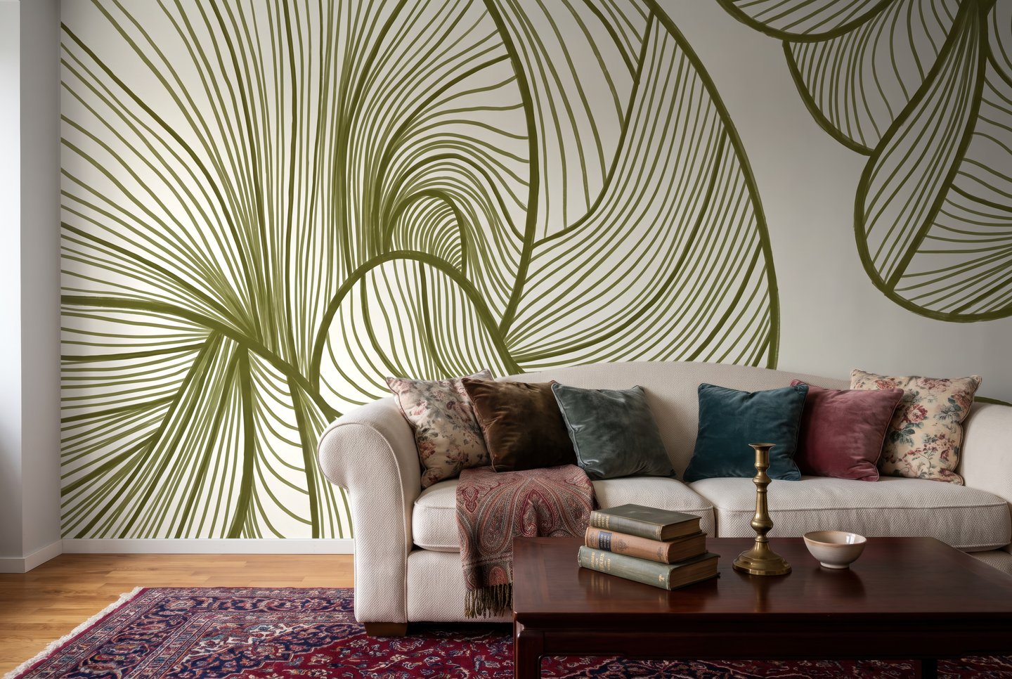 Olive Line Fronds oliven mural