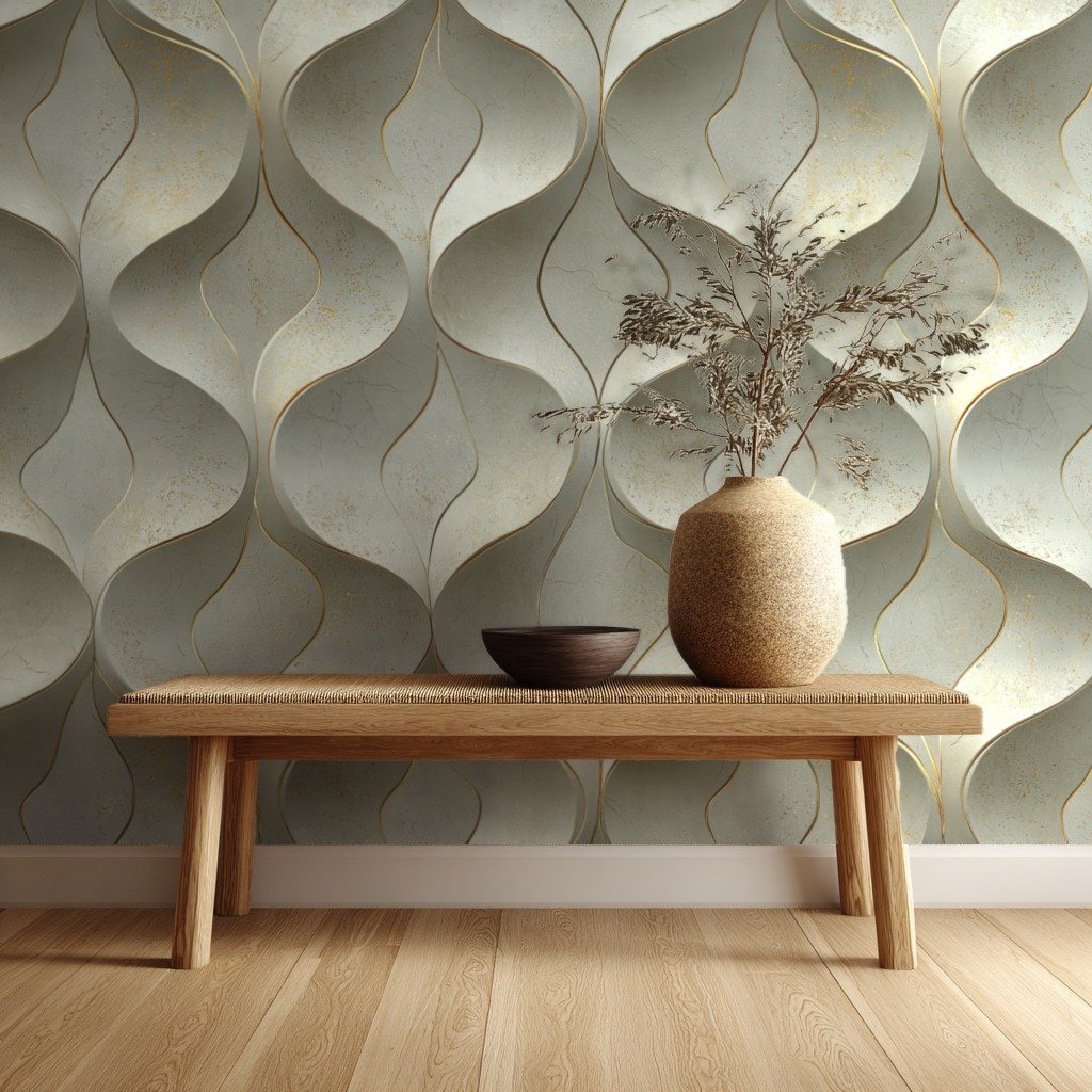 Vagues Dorées beige wallpaper