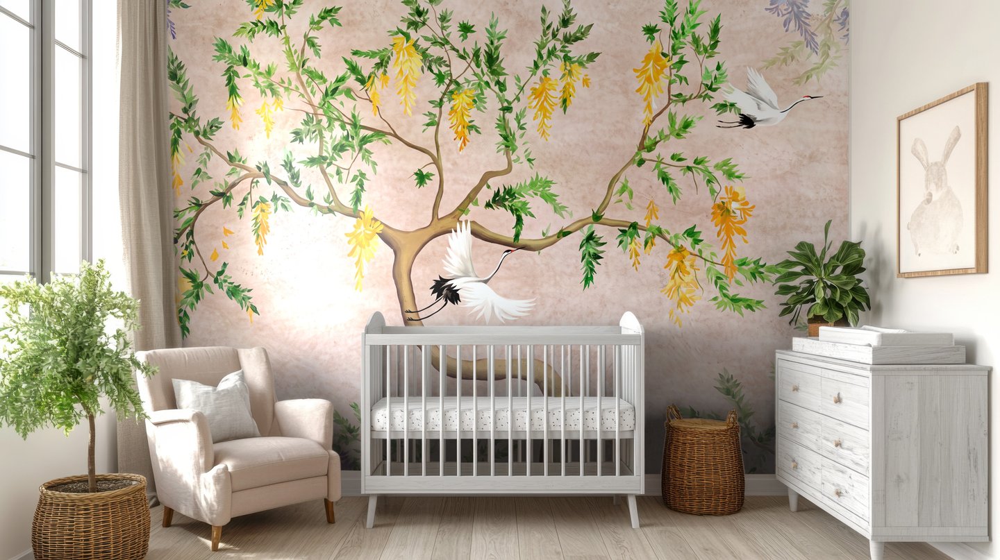 Crane Arbor beige mural