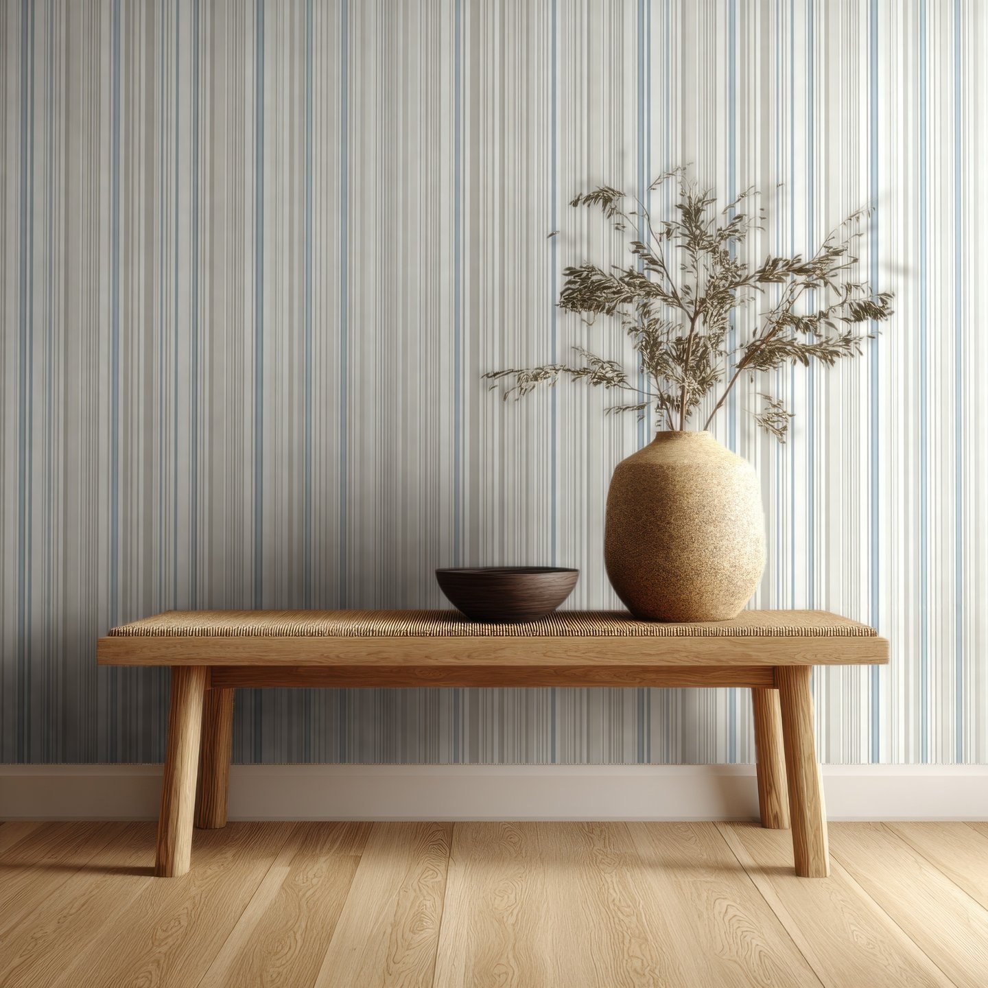 Pale Pinstripe Grey 베이지색 wallpaper