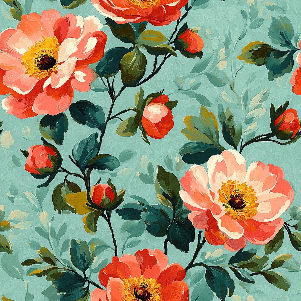 Coral Bloom Harmony 청록색 wallpaper