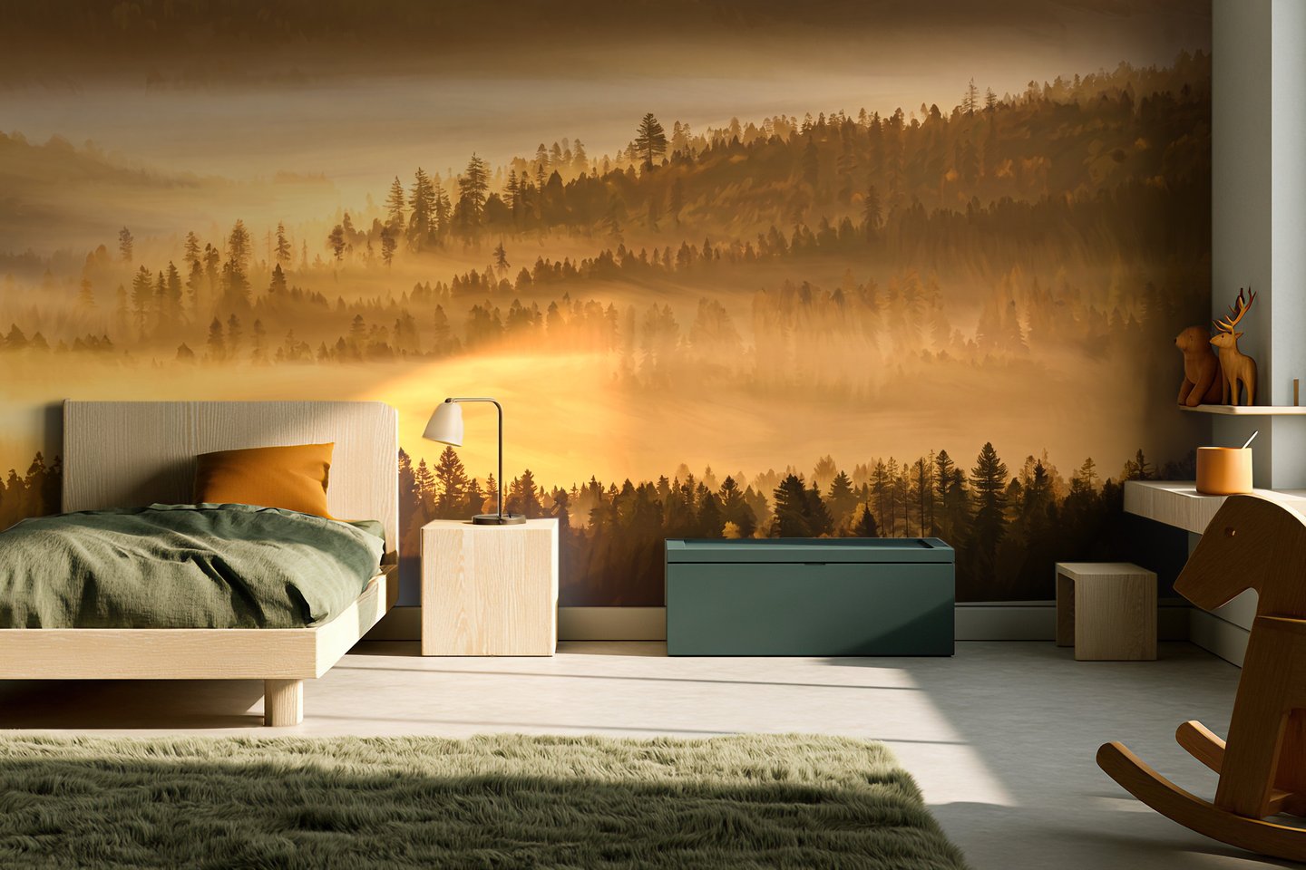 Golden Hour Pines ゴールド mural