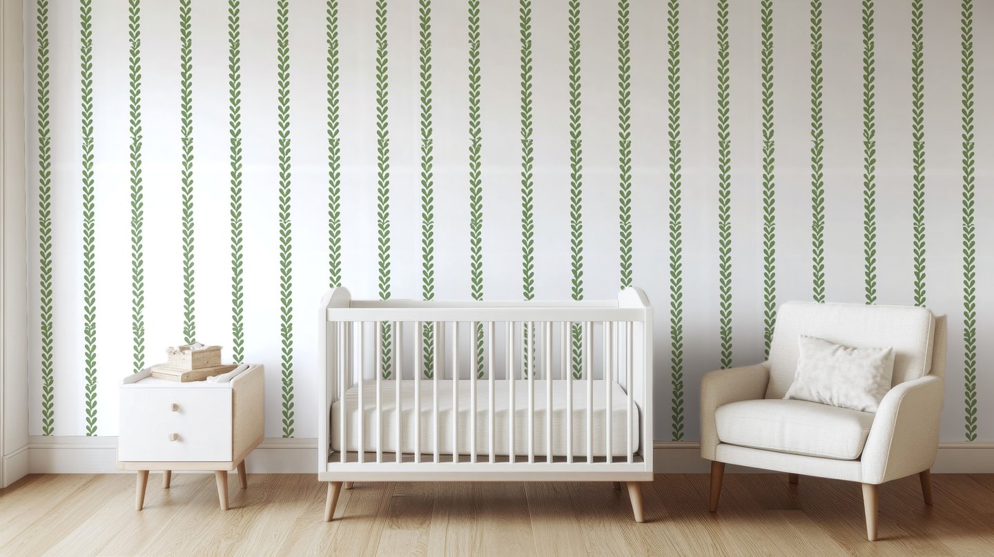 Mint Pinstripe Panels olive wallpaper
