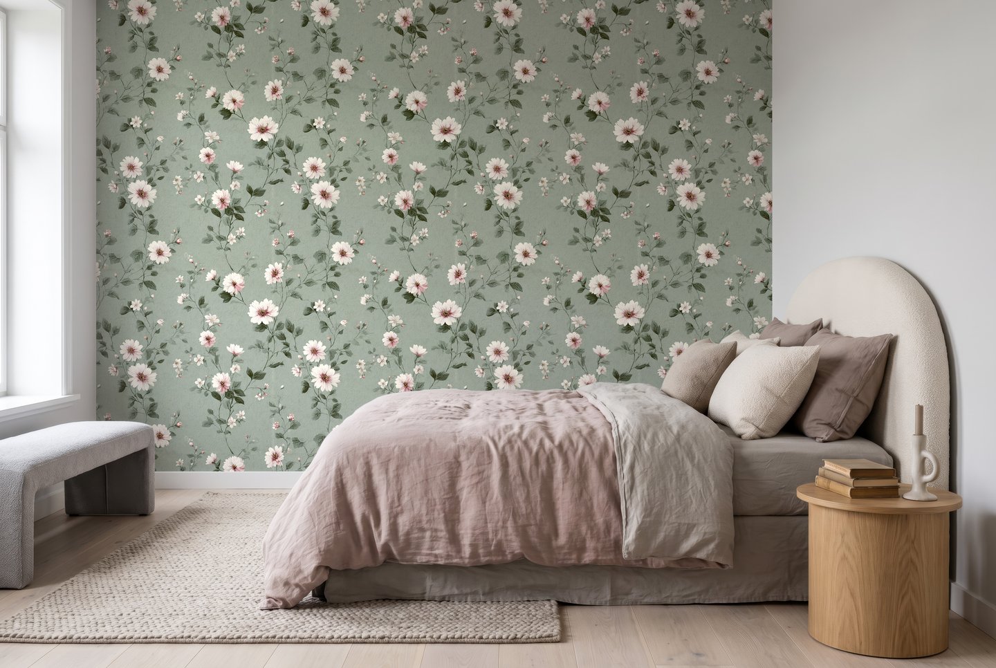Sage Wild Daisy grønn wallpaper