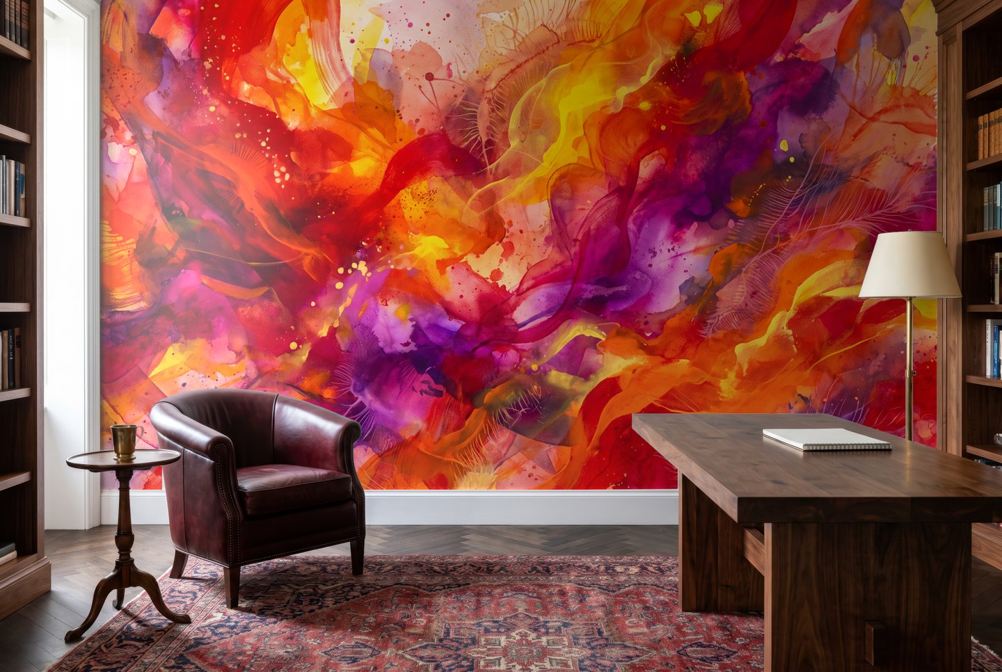 Magenta Fire Abstract orange mural