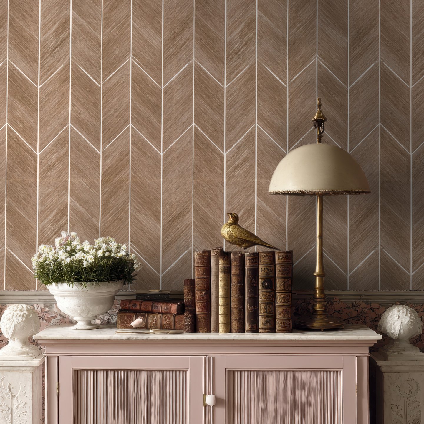Oak Chevron Parquet 갈색 wallpaper