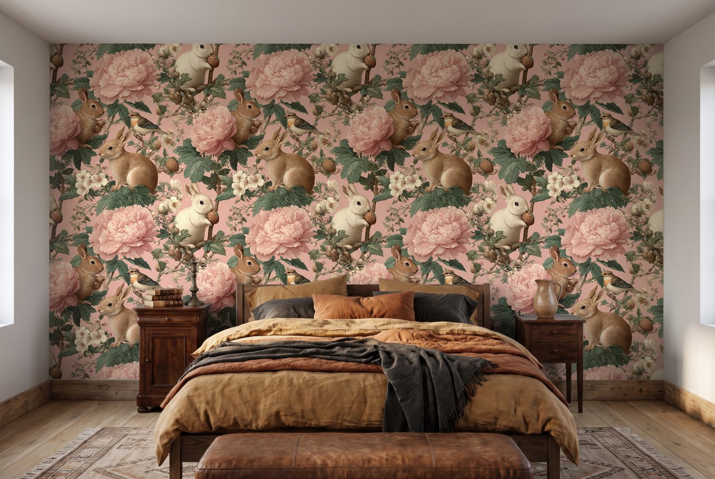 Peony Hollow rosa wallpaper