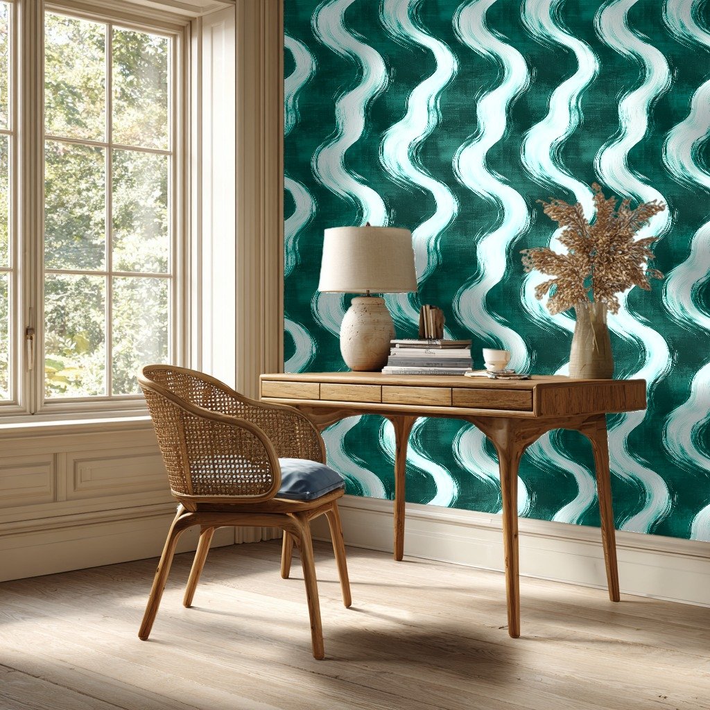 Indigo Swirl Dreams turkis wallpaper