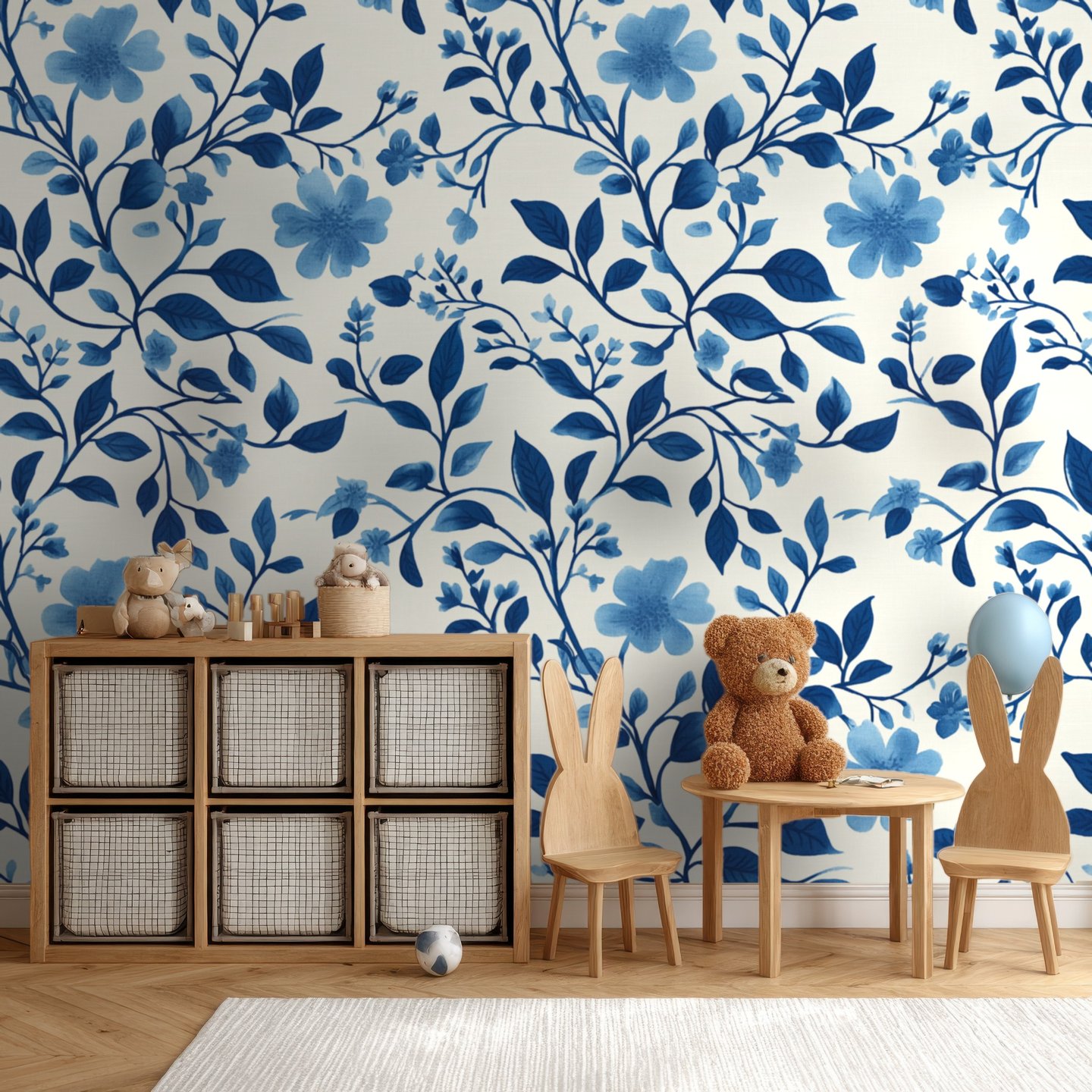 Navy Vine Bloom 青 wallpaper