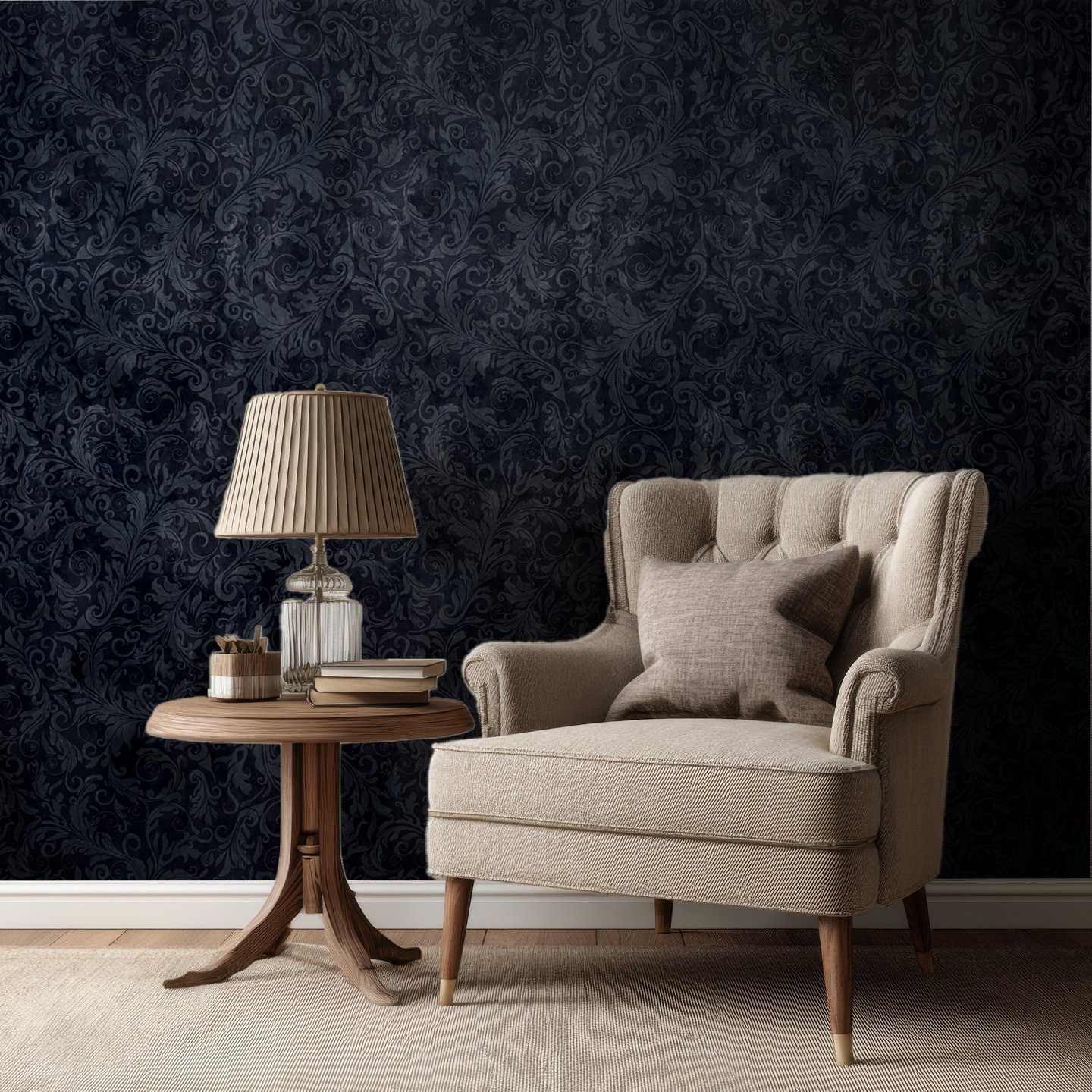 Acanthus Shadow svart mural