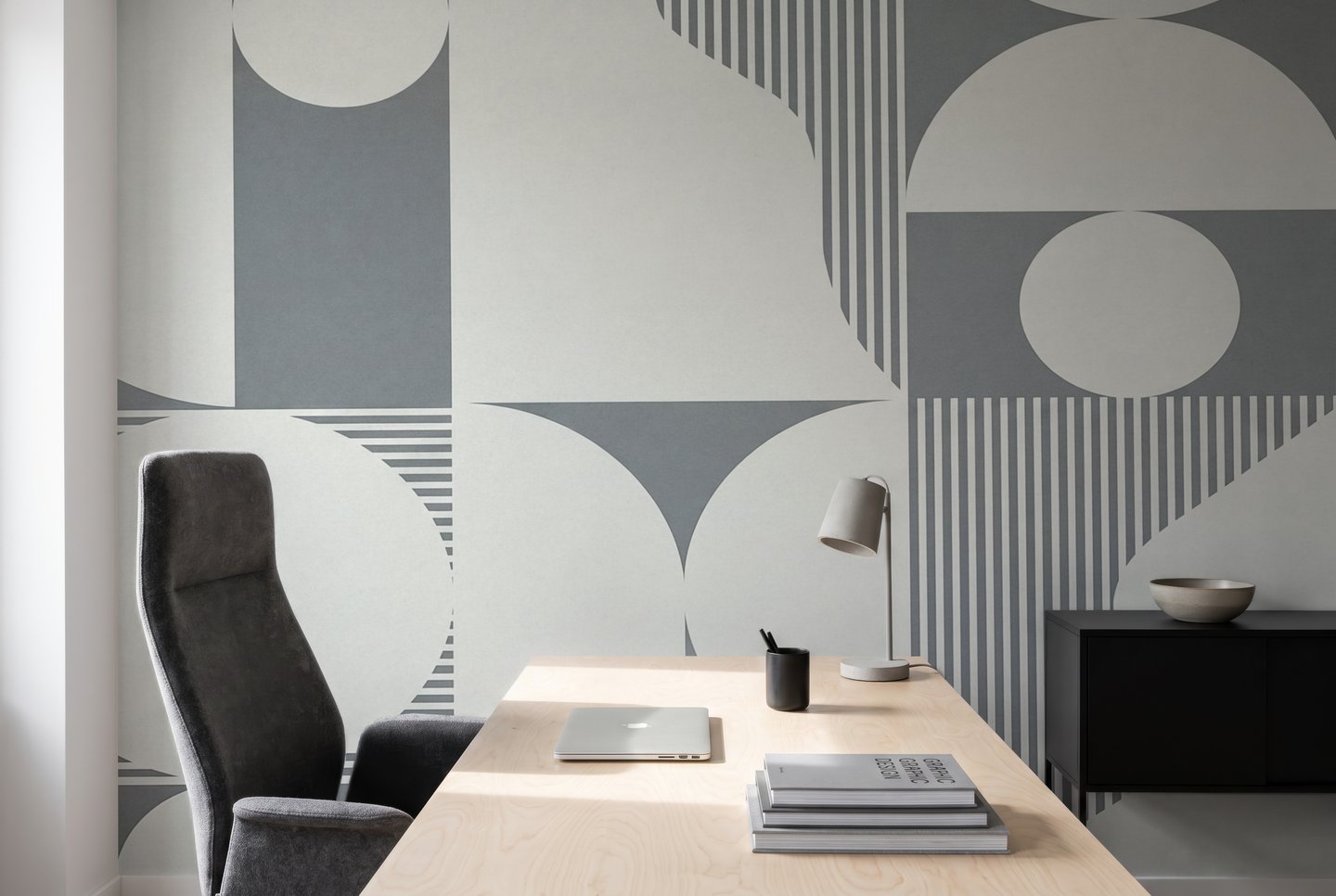 Chalk Geometry 올리브색 mural