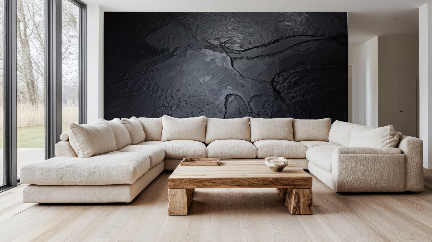 Obsidian River svart mural