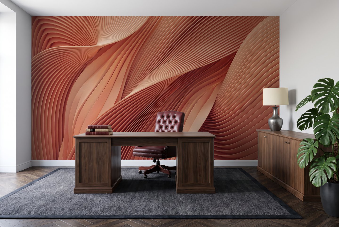 Terracotta Ribbon Fold 빨간색 mural