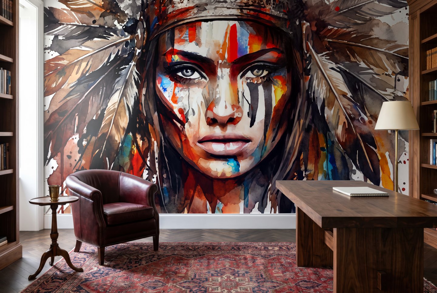 Feathered Portrait 茶色 mural