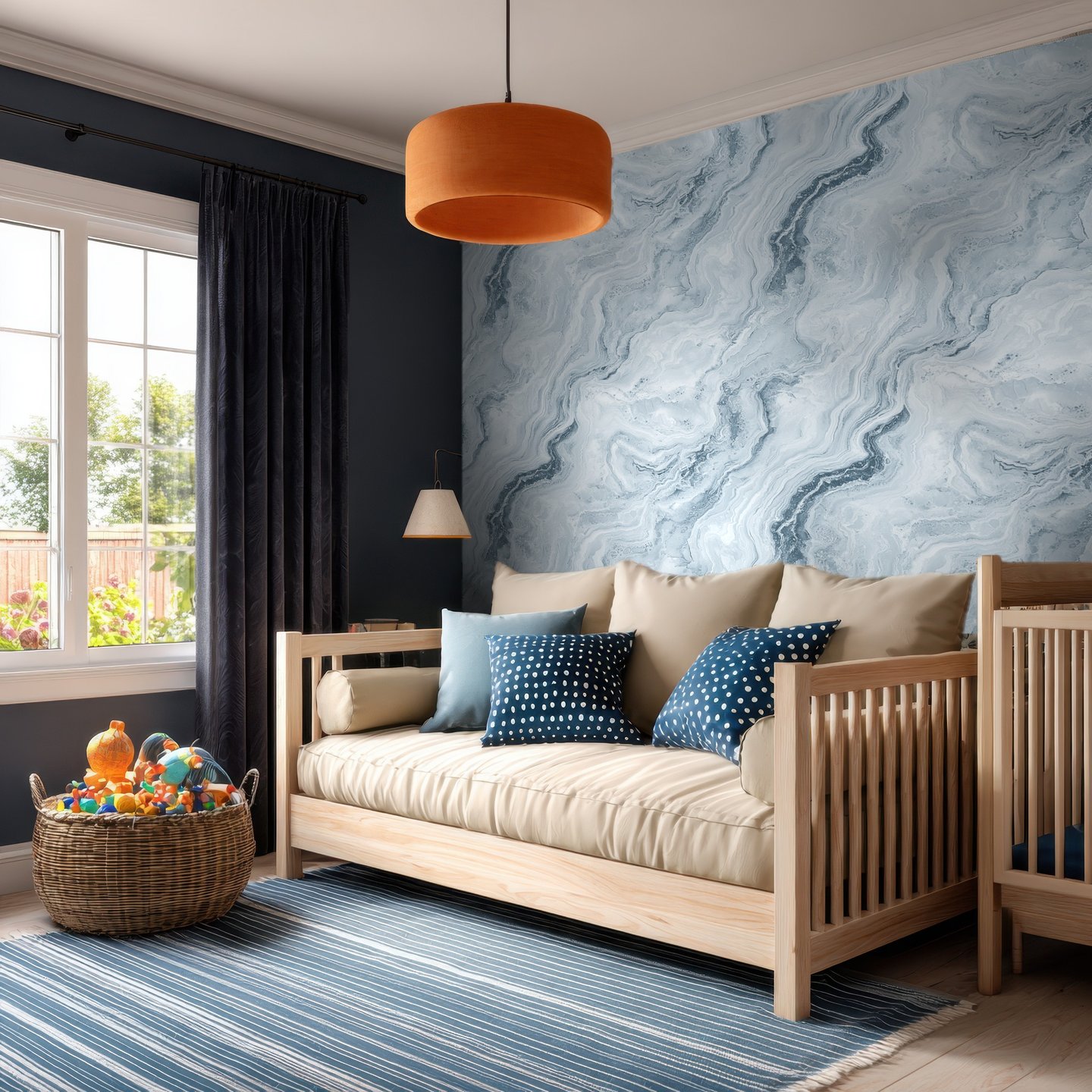 Travertine Swirl blå wallpaper