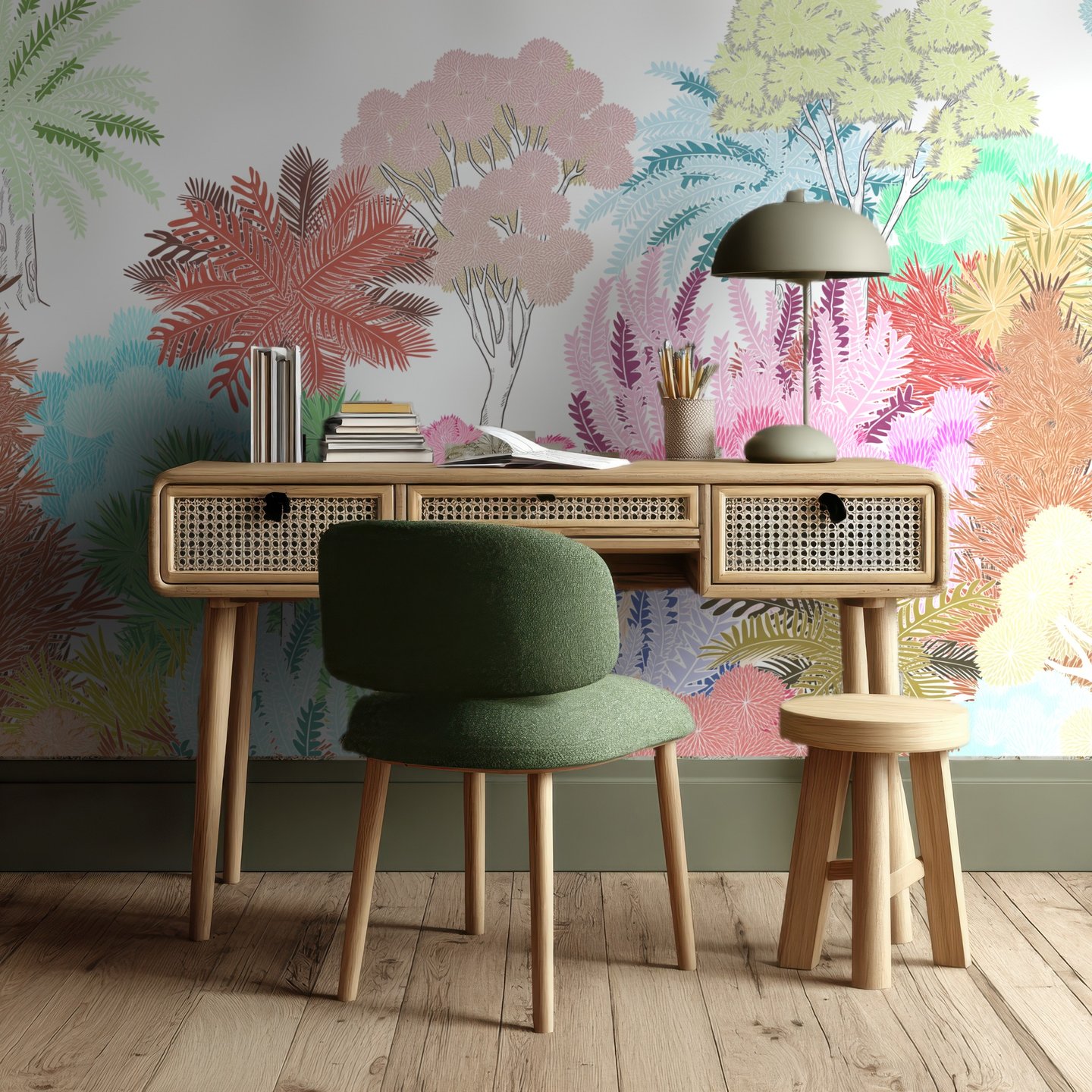 Watercolour Bloom Wash brun mural