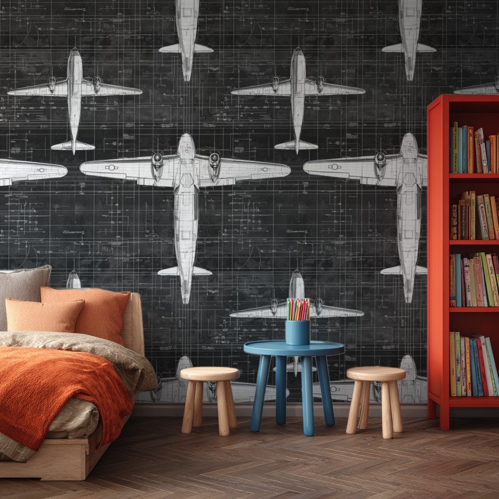 Aviator Blueprint Noir 검은색 wallpaper