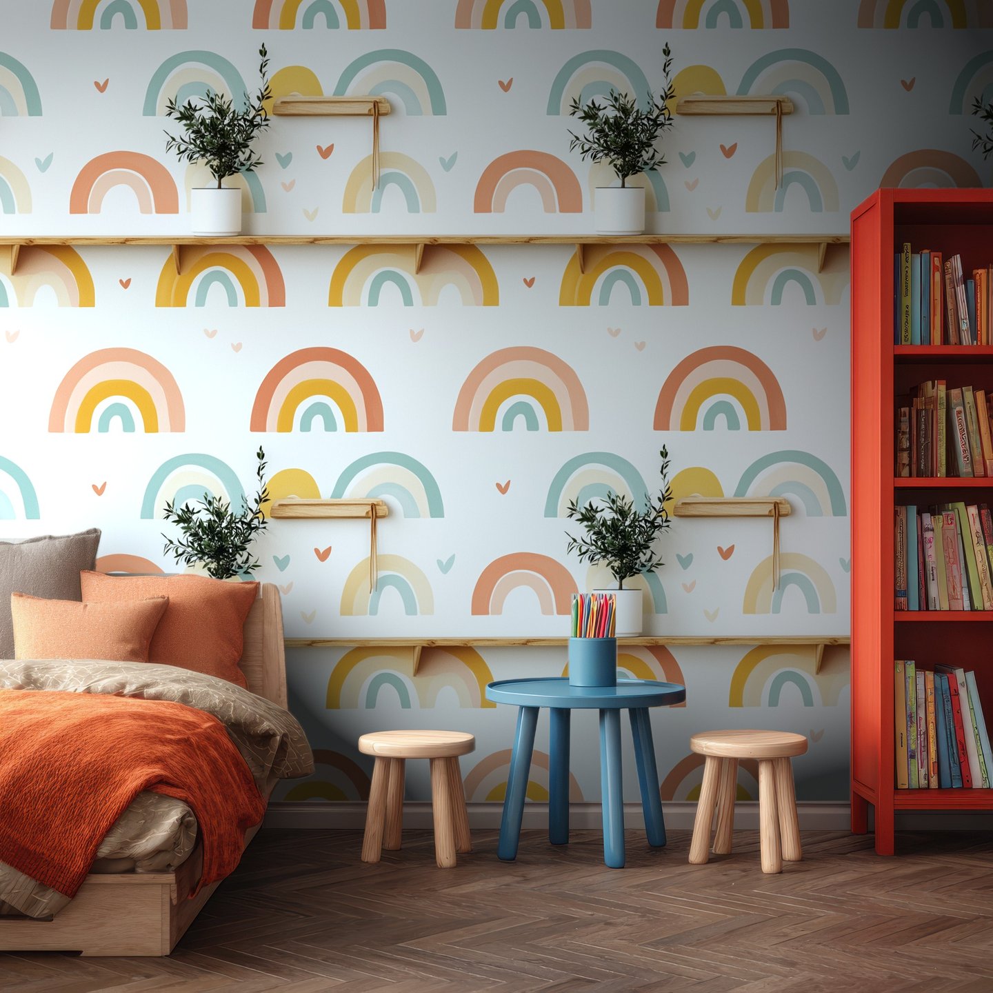 Rainbow Linen oransje wallpaper