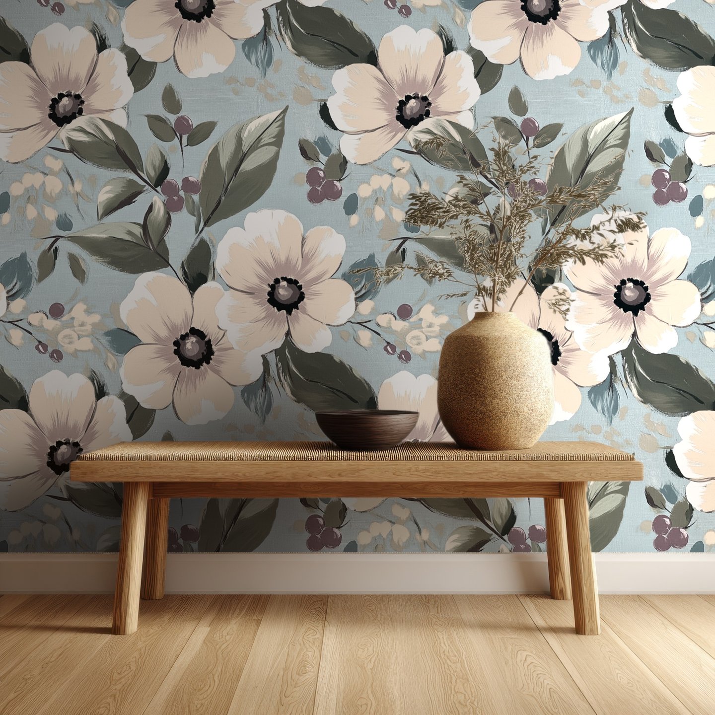 Floralia Satin ベージュ wallpaper