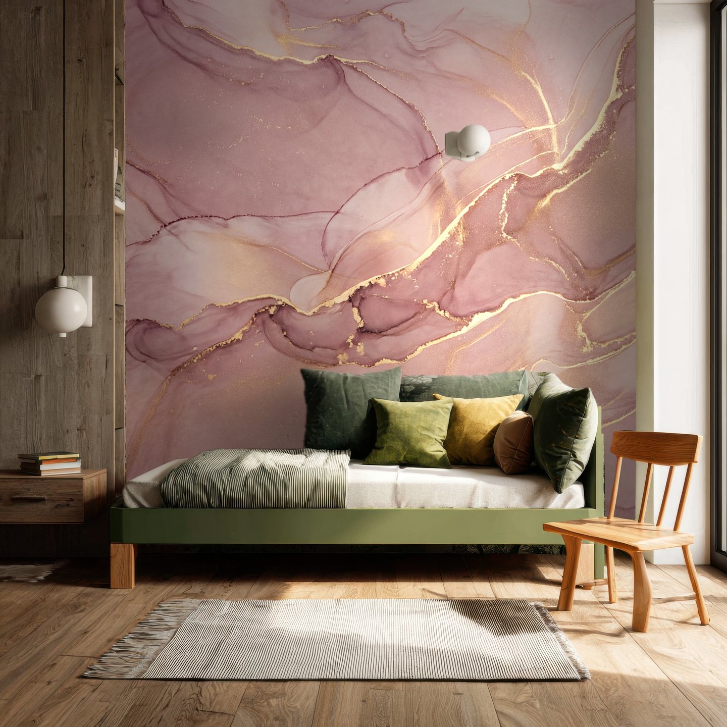 Blush Marble Veins ピンク mural