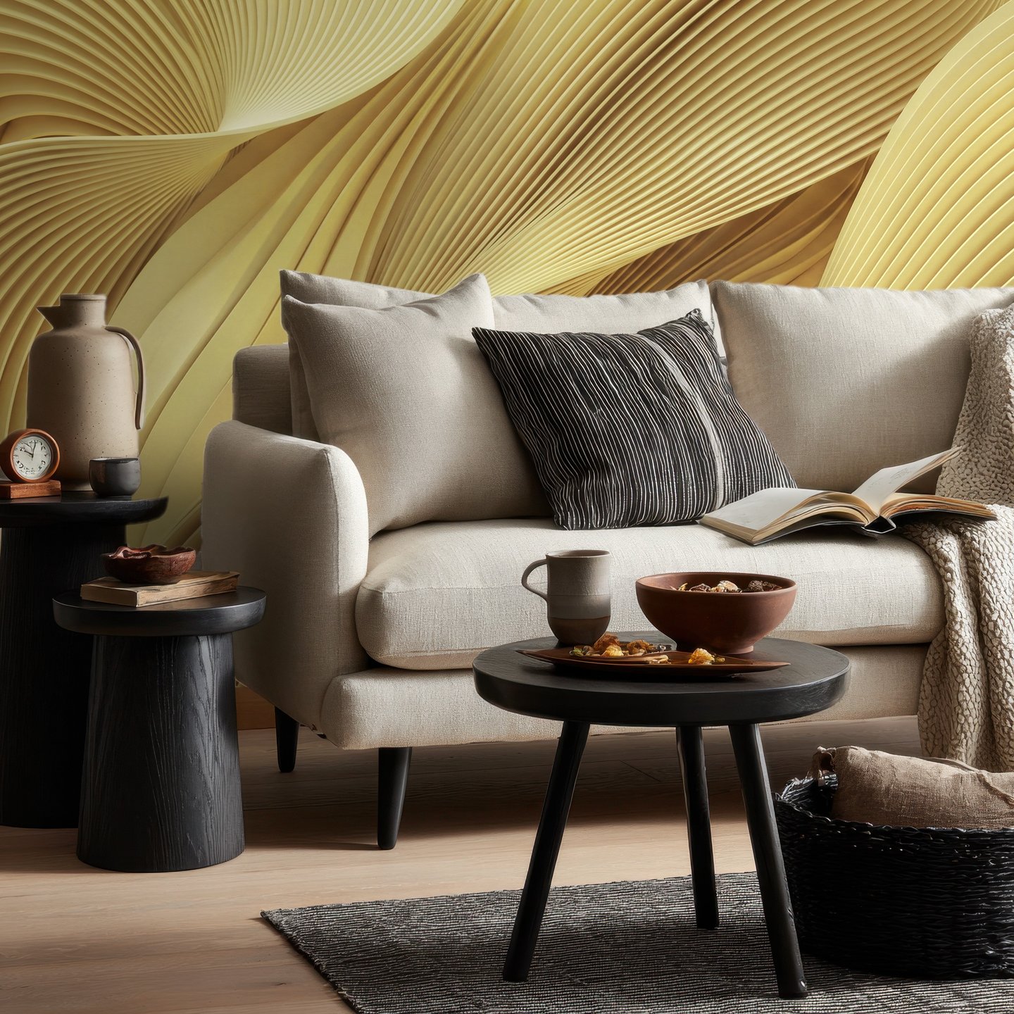 Terracotta Ribbon Fold 노란색 mural