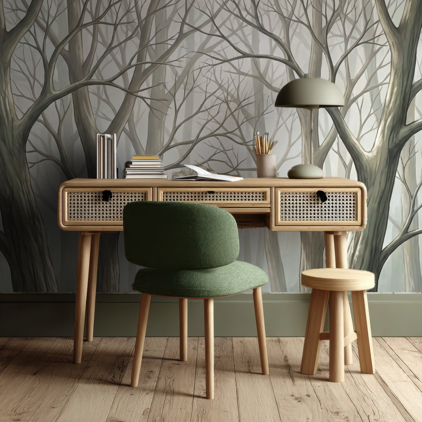 Pale Winter Boughs 회색 mural