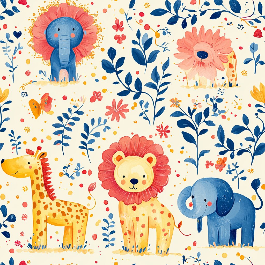Jungle Friends Carnival hvit wallpaper