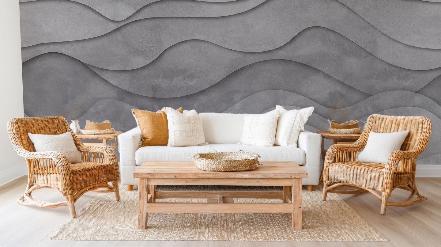 Slate Undulation グレー mural