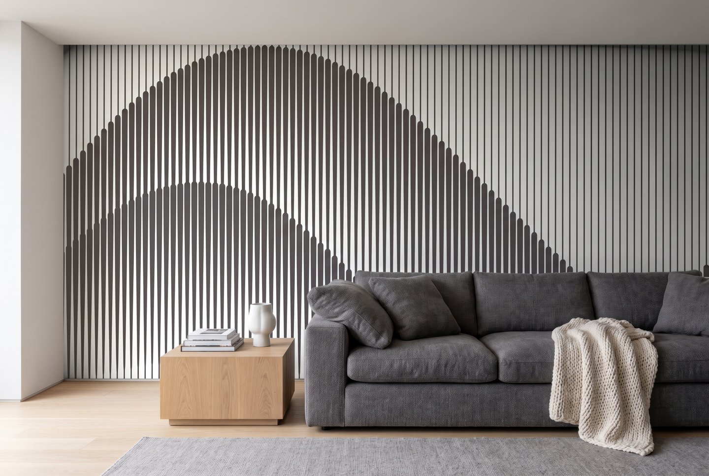 Grey Arch Fluting noir mural