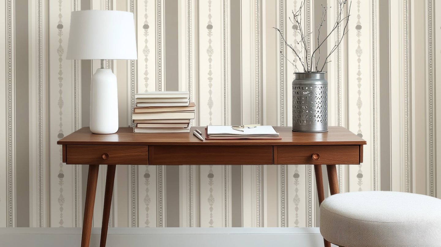 Harbour Scroll beige wallpaper
