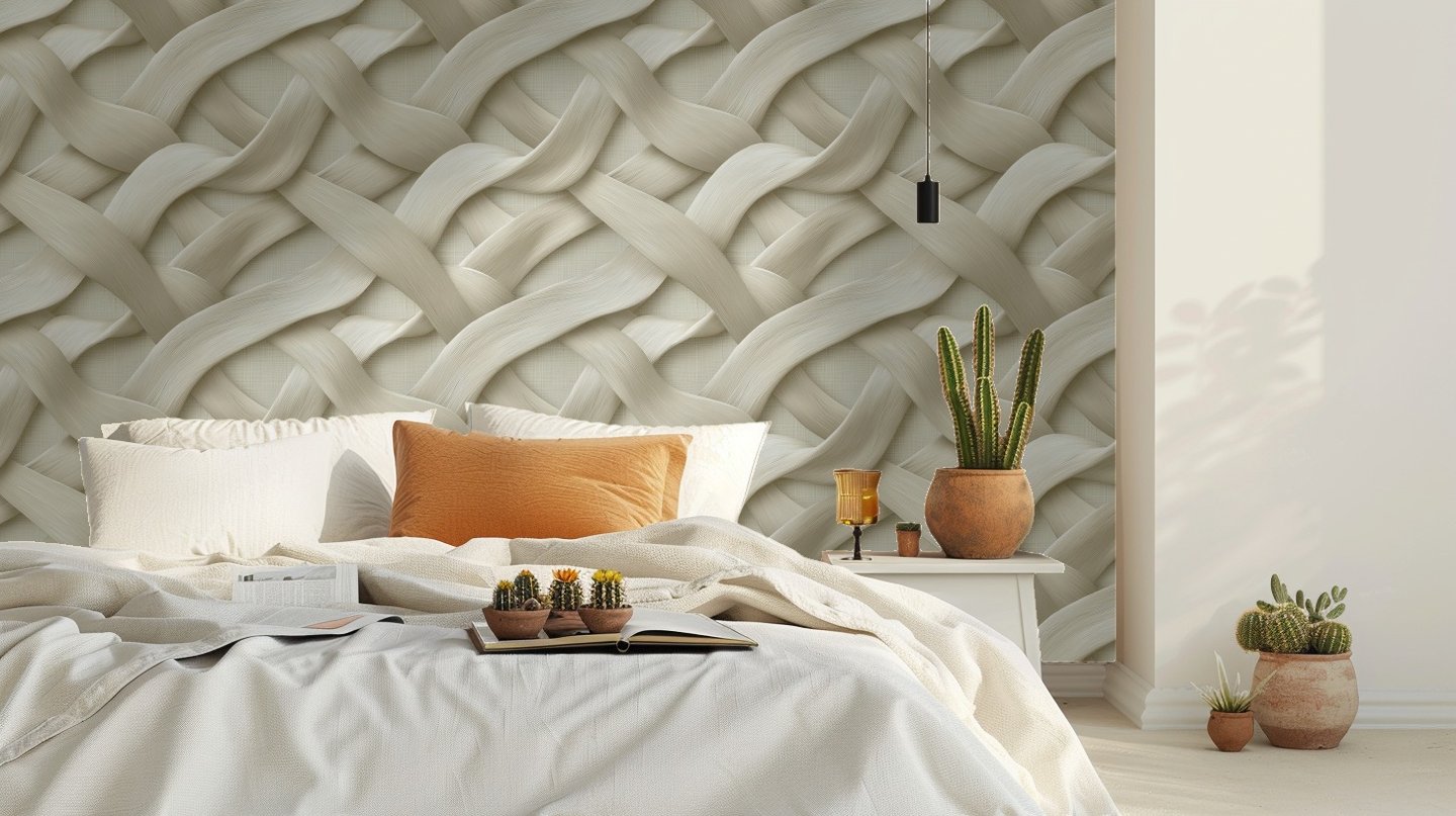 Woven Whisper beige wallpaper